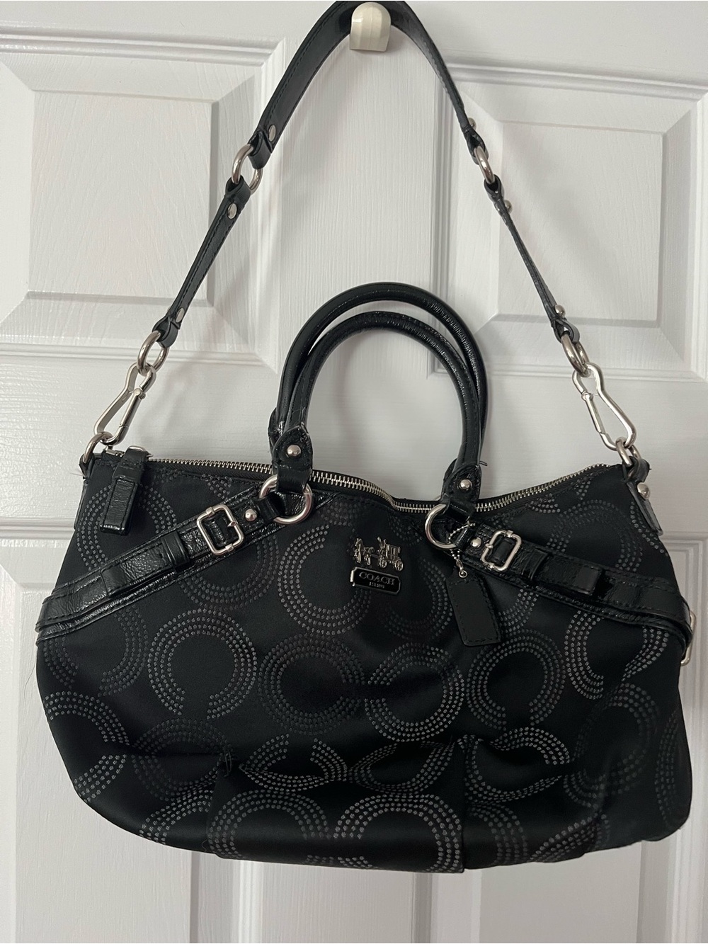 Coach Black Signature Circle Satchel Bag